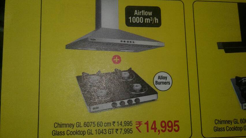 Chimney + 4 burner Glass Cook top 