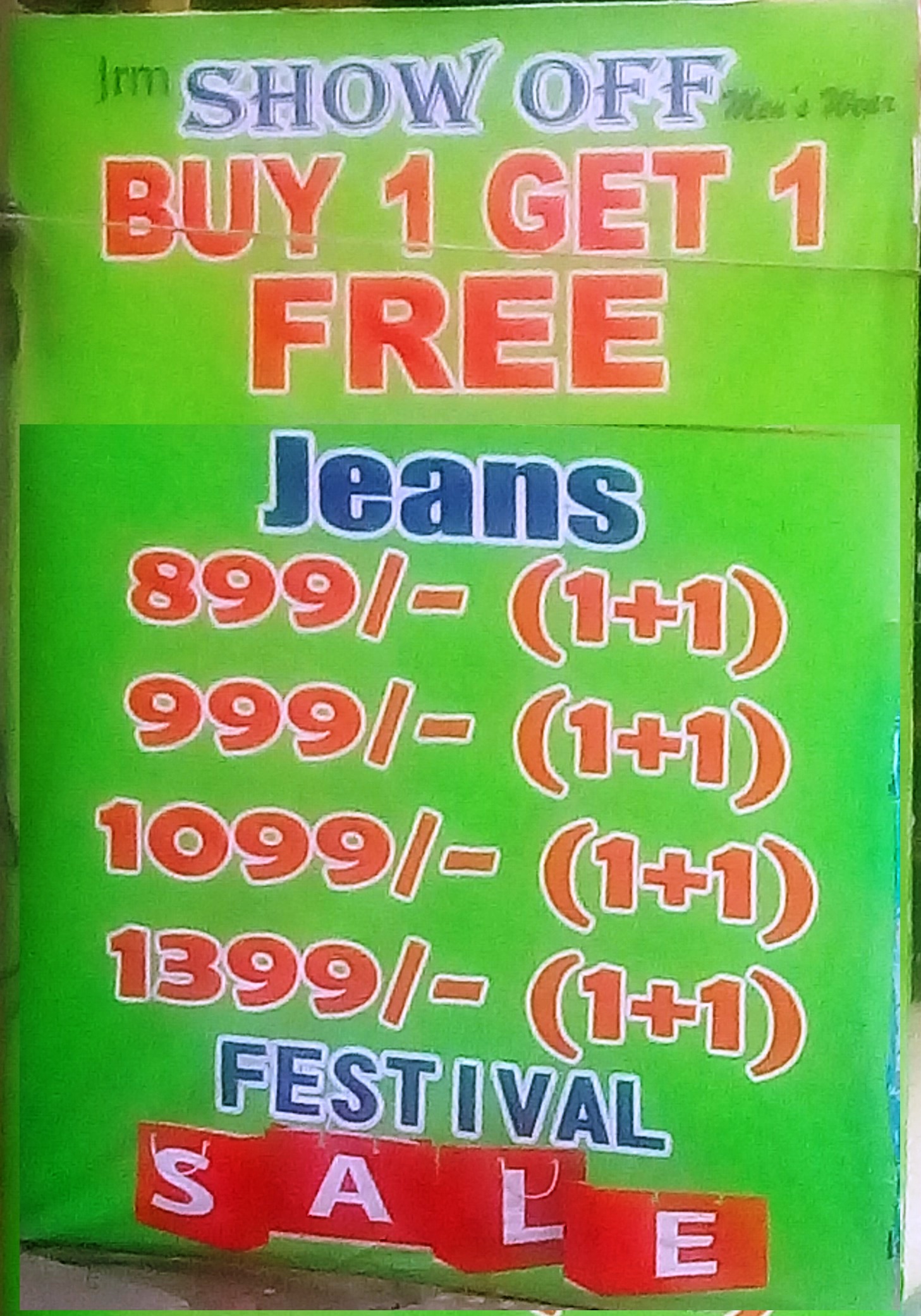 1+1 offer on Jeans