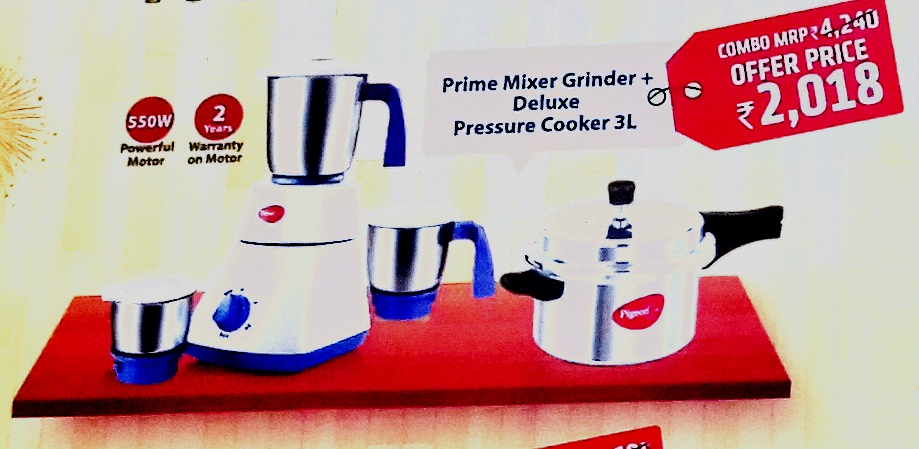 Prime Mixer Grinder + Deluxe Pressur Cooker 3L
