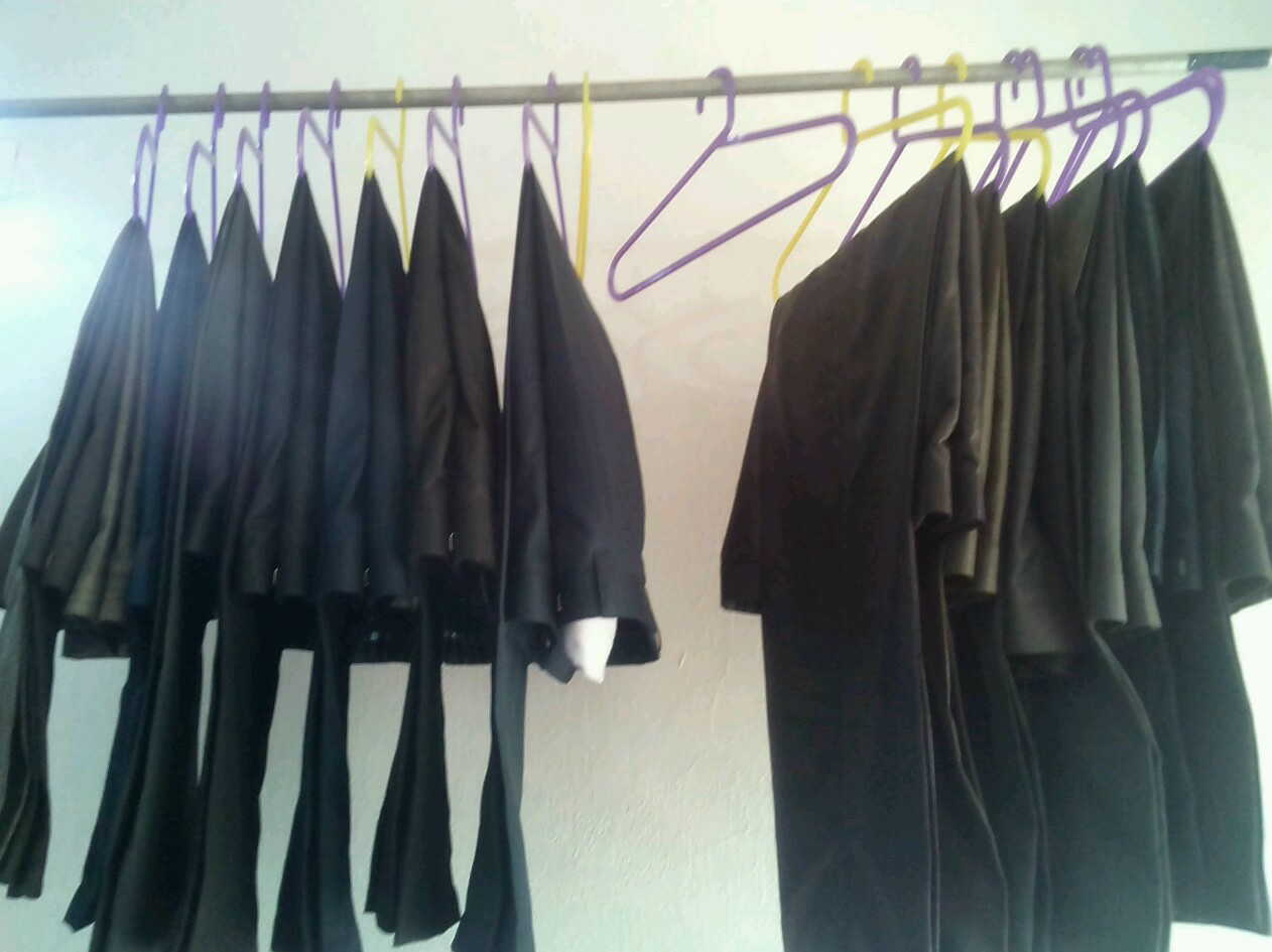 shirts, pants, suits, waist court. 