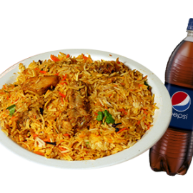2 Plates Chicken Biryani + Soft Drink  600ml+2 Chicken Snack S